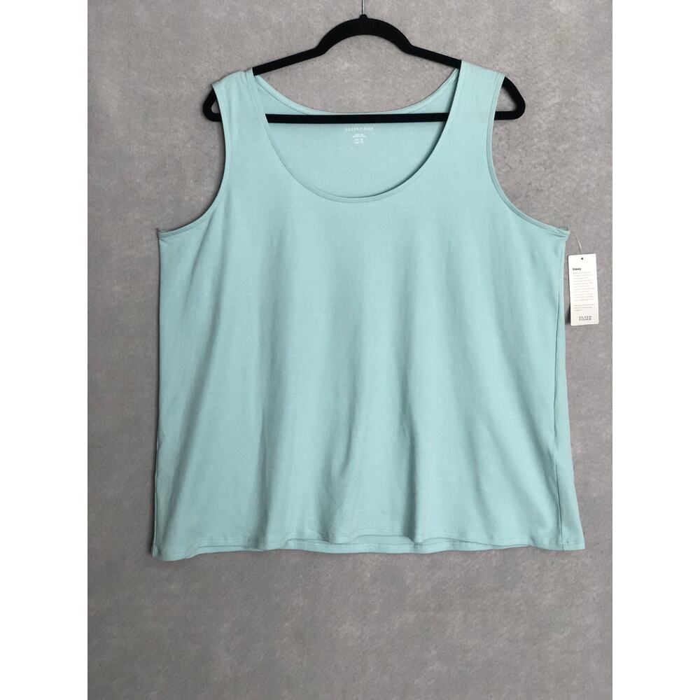 EILEEN FISHER cotton Tank Top in Pool aqua blue NWT